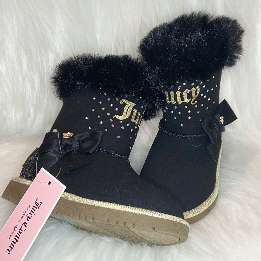 Juicy Couture Black fur boots Toddler 6 NEW